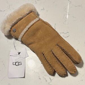 UGG SINGLE RIGHT ONLY Genuine Suede & Shearling Trim Glove